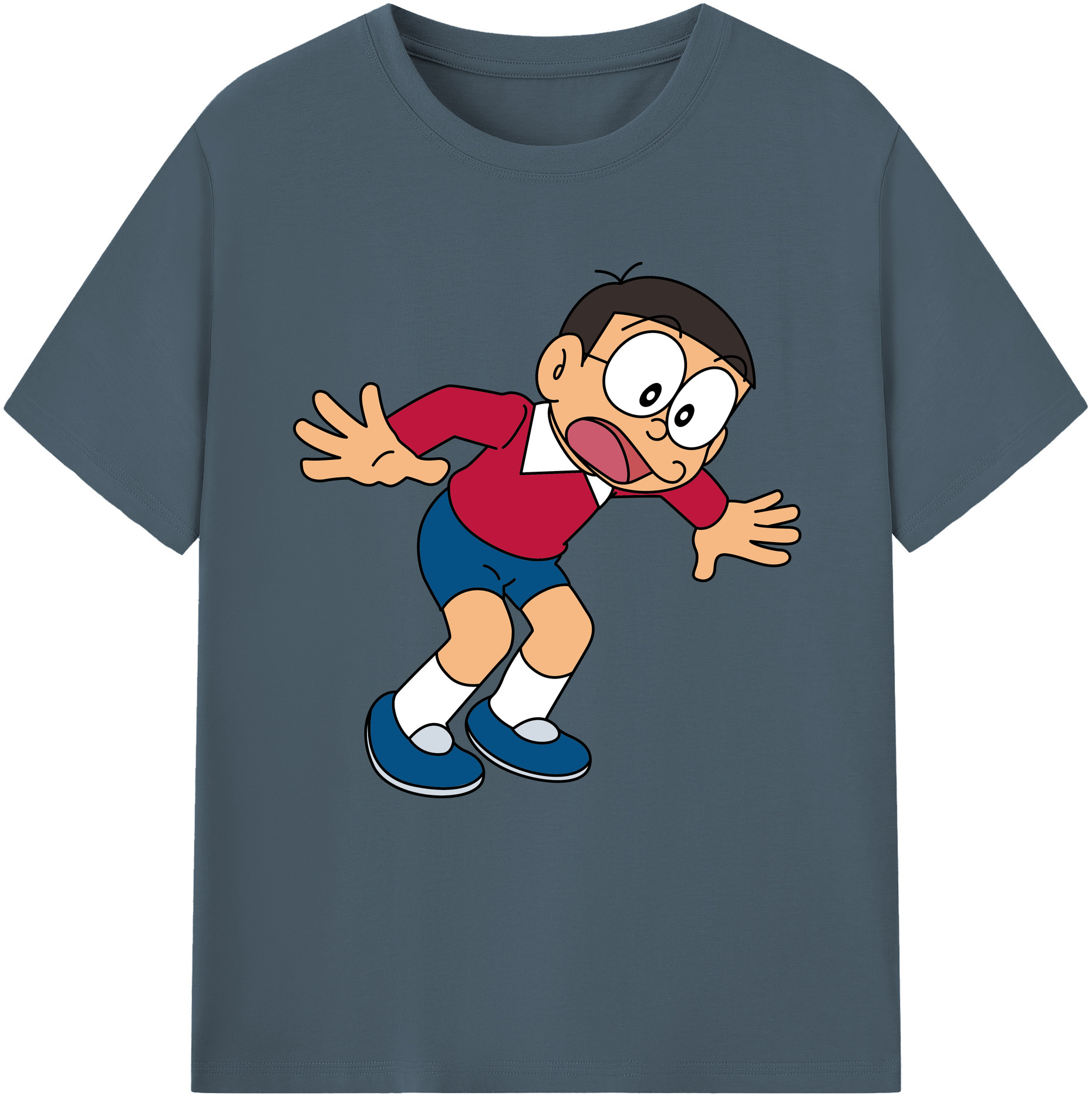 （画像用） ドラえもん 野比 のび太 Doraemon Nobita Nobi 綿100％半袖Tシャツ（フロントプリント）